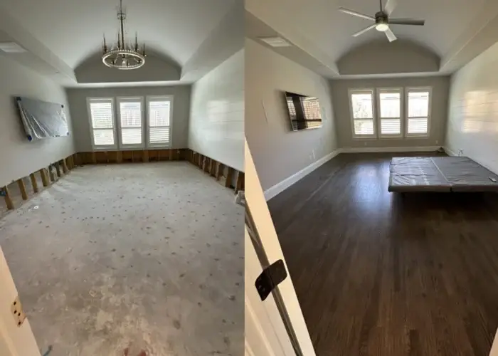 Transformation of water damage restoration floor by Home Platinum Services.
