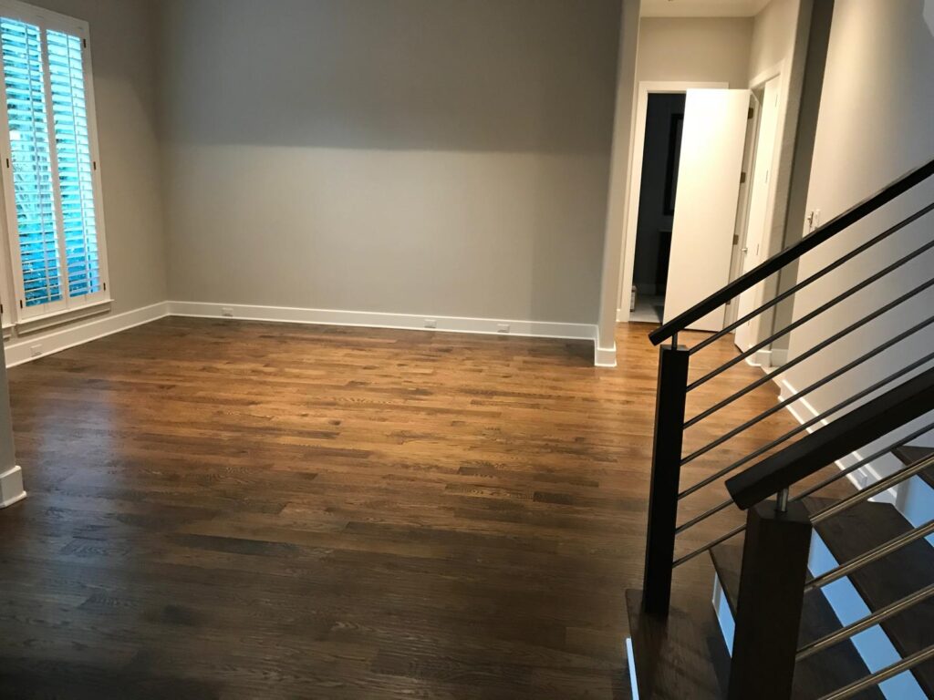 Nail down hardwood flooring installation.