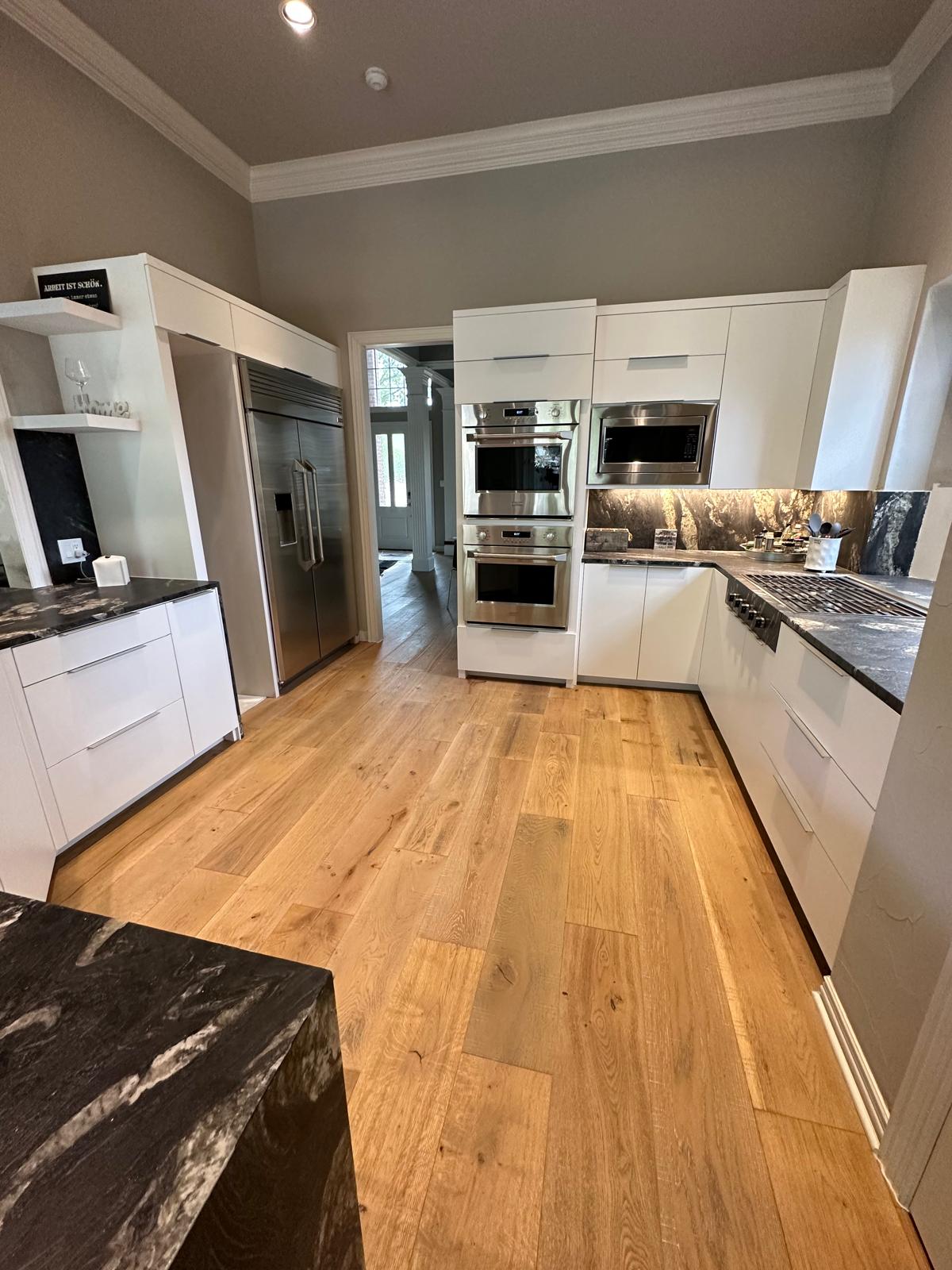 Wide white oak engineered hardwood floor