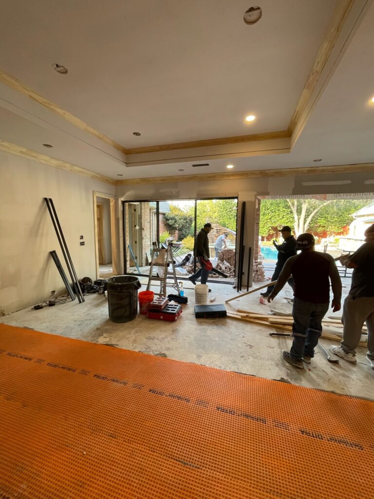 Home Platinum Services team working on a high-end interior project in Far North Dallas.
